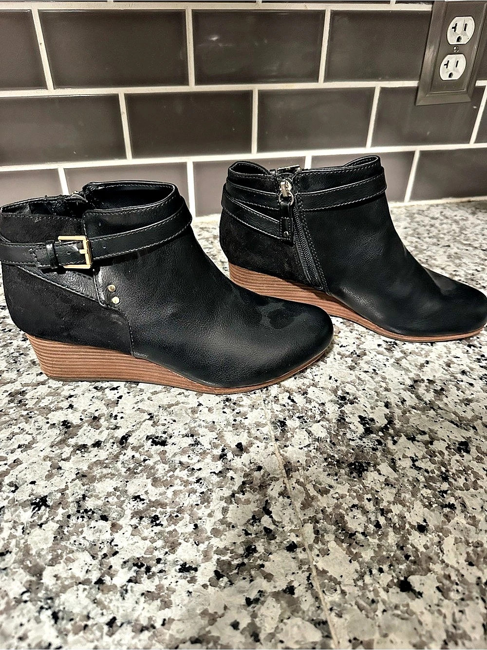 Dr. Scholl's Chloe Wedge Bootie Black Ankle Boots